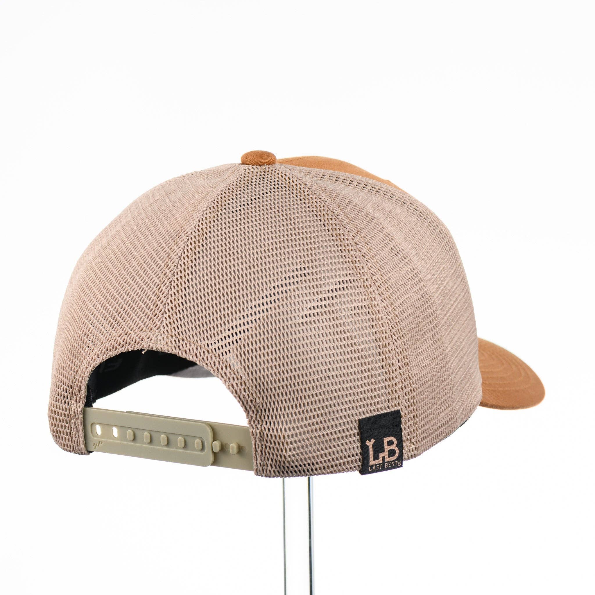 Last Best Supply Co - Wholesale Trucker Hat - Unisex - Etched Leather Bull Skull Patch Flexfit Trucker Hat2