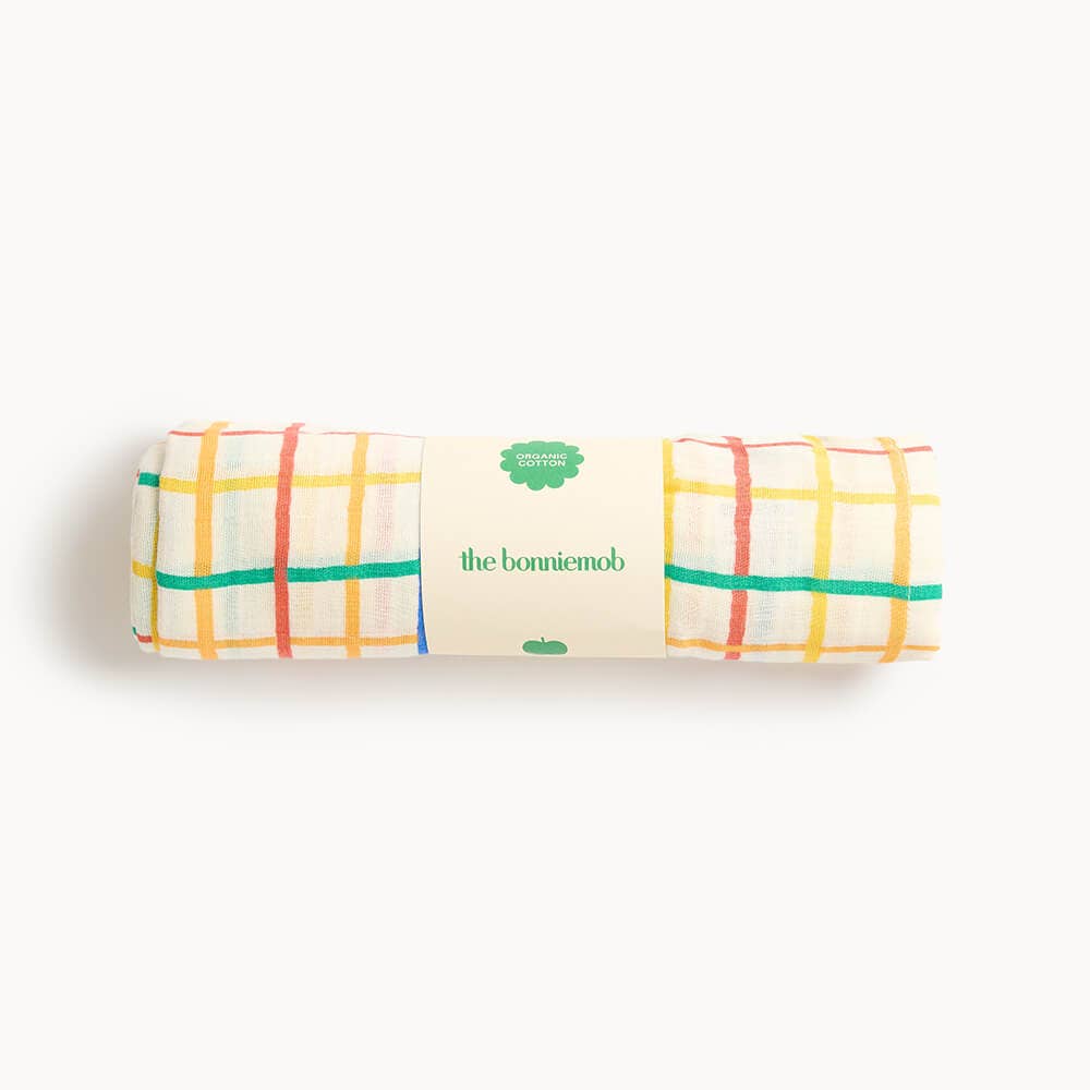 Rainbow Check Large Muslin Swaddle Blanket -Ditto for wholesale on Faire1