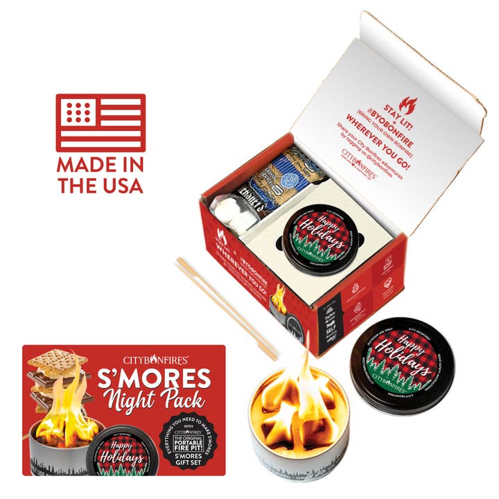 City Bonfires - Portable Fire Pits - Wholesale Fire Pit - S'mores Night Pack - Happy Holiday Limited Edition