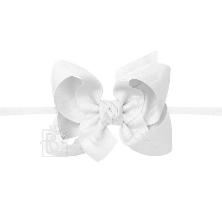 Beyond Creations, LLC - Wholesale Fashion Headband - Kids - 1/4" NYLON PANTYHOSE HEADBAND W/SIGNATURE GROSGRAIN BOW90