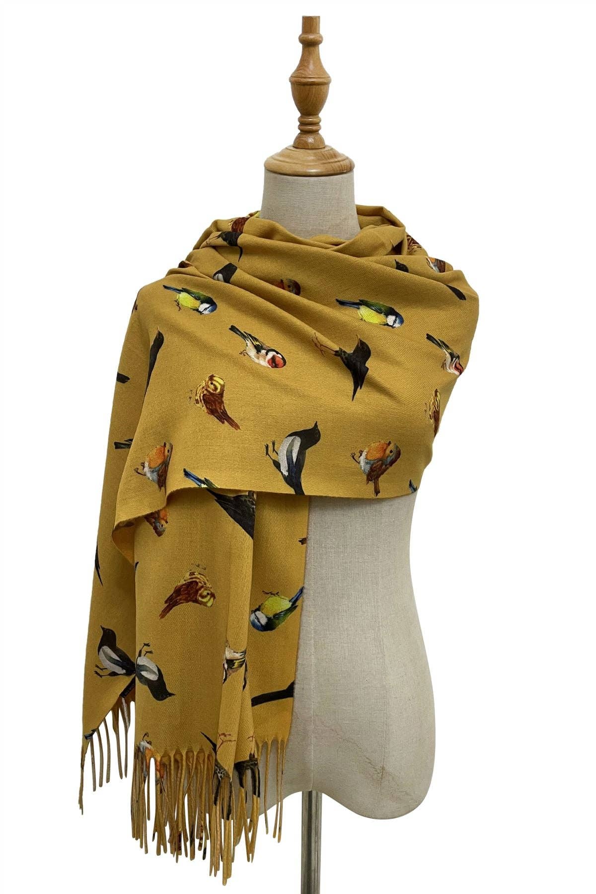 Fashion Scarf World - Wholesale Sjaal - Dames - Sjaal met kwastjes en print van British Wildlife Birds4
