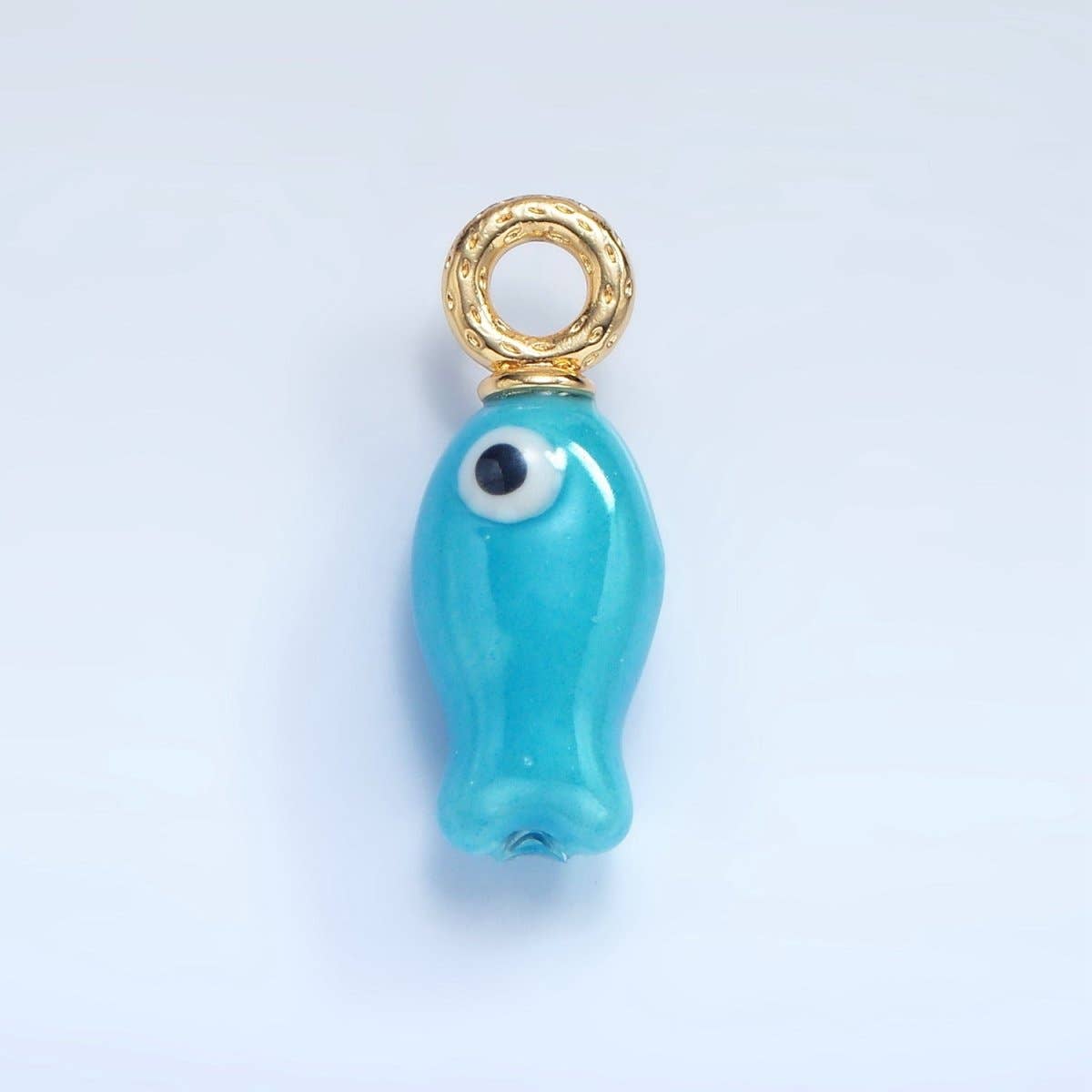 Aim Eternal - Wholesale Individual Charm/Pendant - 24K Gold Filled 30mm Enamel Fish Sea Animal Ceramic Drop Charm | X794 - X80110