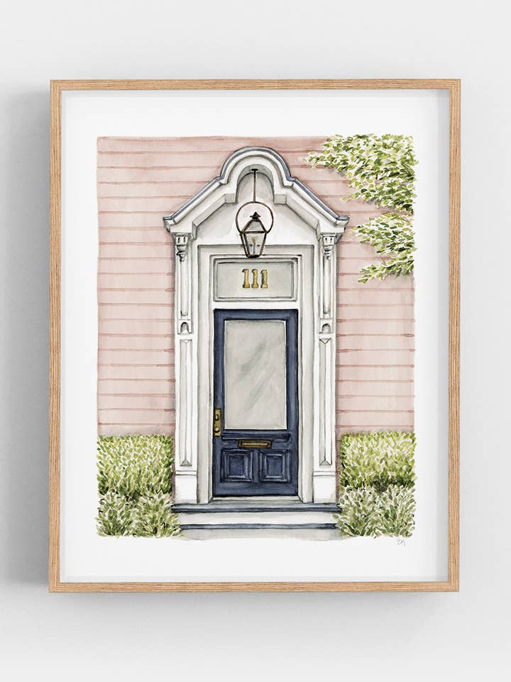 Front Door Watercolor Print: The Mauve House for wholesale by Texture Design Co