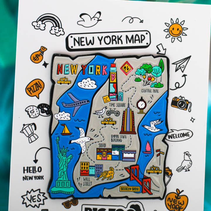 New York City Map Enamel Pin for wholesale by BigZoo Store