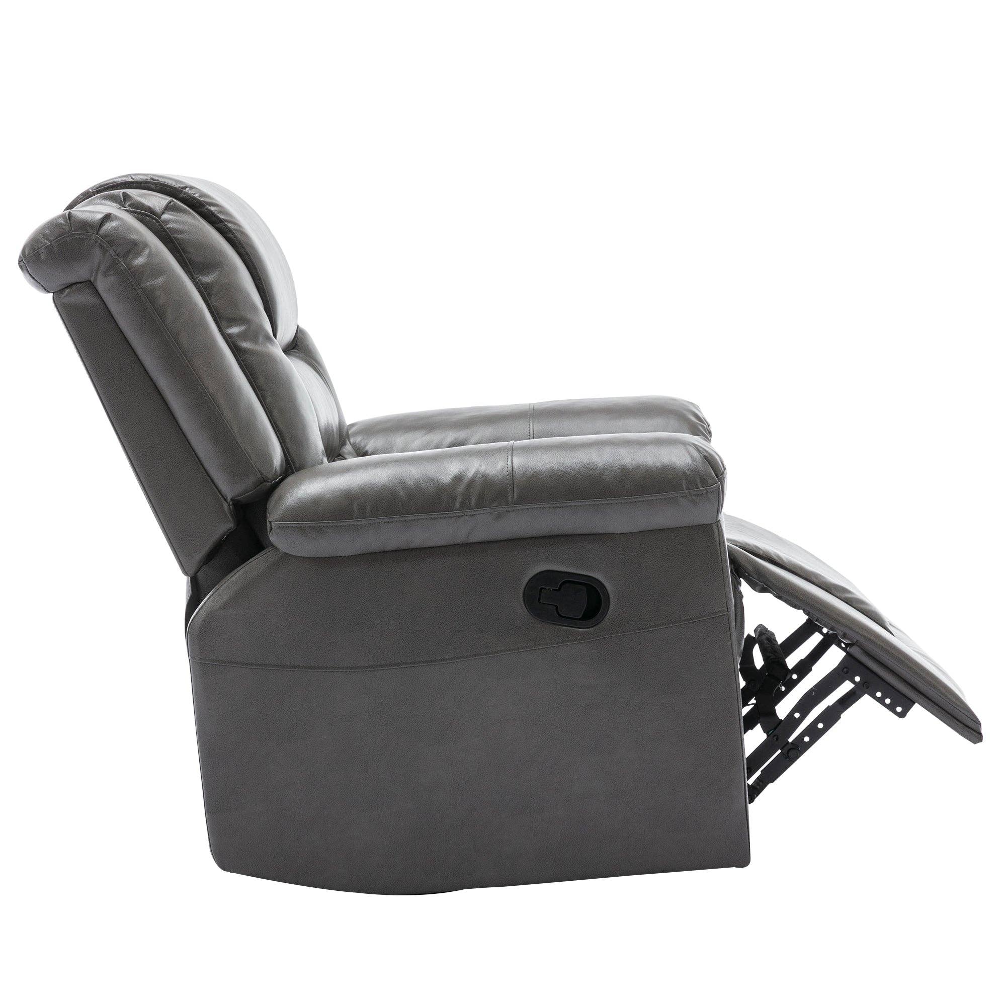 Orange County Decor - Wholesale Chair - 360 Swivel And Rocking Home Theater Recliner Manual Recliner Chair With Wide Armrest For Living Room,Bedroom, Grey Grey Foam Pu23