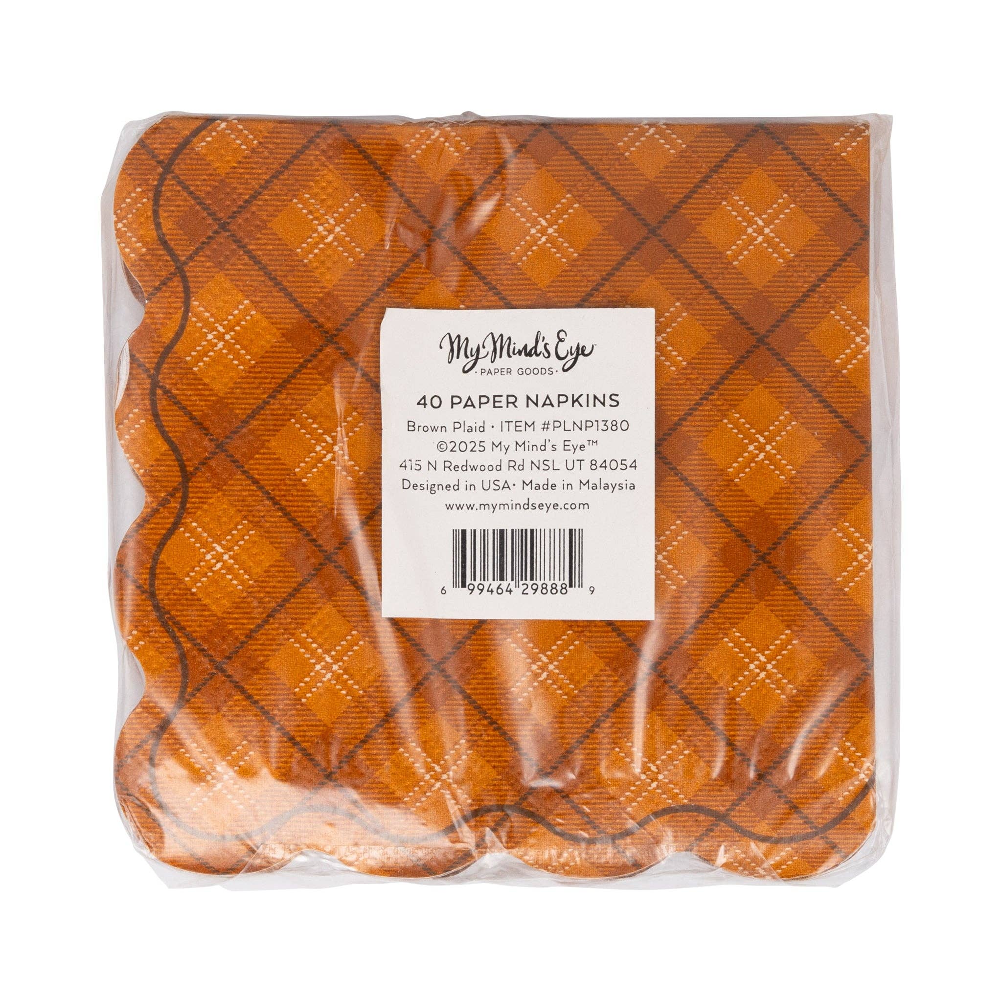 My Mind’s Eye - Wholesale Disposable Napkin - PLNP1380 - Dark Plaid Cocktail Napkin2