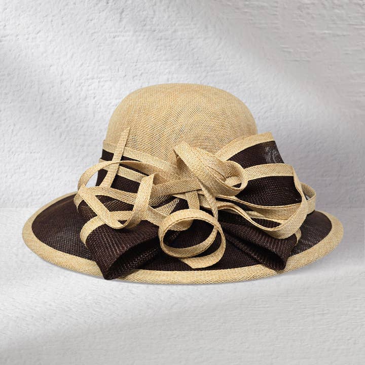 Sensibling Corp. - Wholesale Straw Hat - Women's - Two Tone Bow Accent Elegant Sinamay Dressy Hat