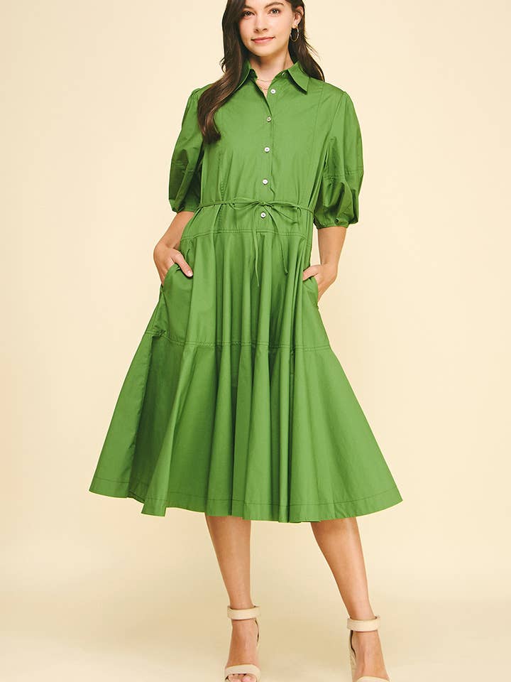 VESTIDO MIDI COM BOTÕES E CAMADAS - 6632D por atacado de PINCH