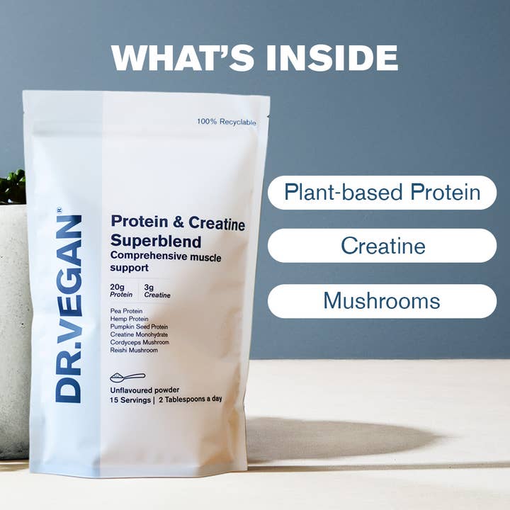 DR.VEGAN - Wholesale Protein/Superfood Powder - Protein & Creatine Superblend | 450g | Unflavoured 2
