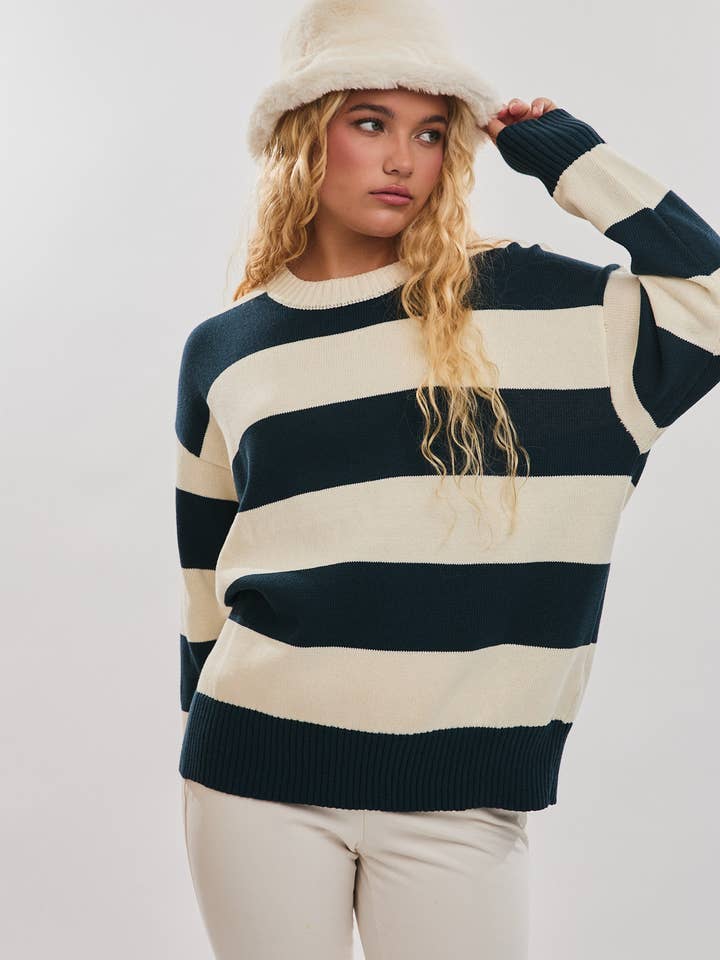 LE LIS - Wholesale Knit Sweater - Women's - COLOR STRIPED SWEATER1