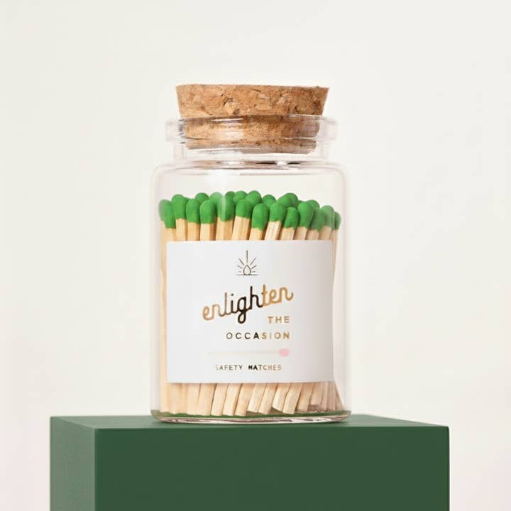 Lux Mini Match Corked Vial with Green Matchsticks for wholesale by Enlighten the Occasion