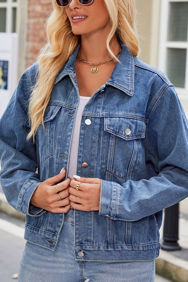 Lily Clothing - Vente Veste en jean – femme - VESTE EN JEAN SLIM ÉLÉGANTE POUR FEMMES_CWJJ00801