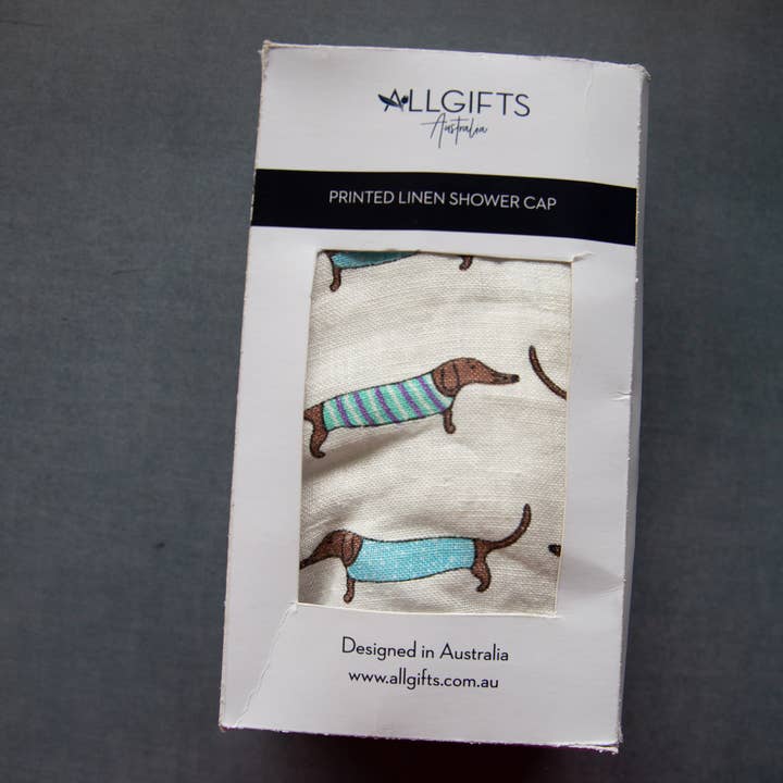 Allgifts Australia - Wholesale Showercap - Linen Shower Cap - Sausage Dogs