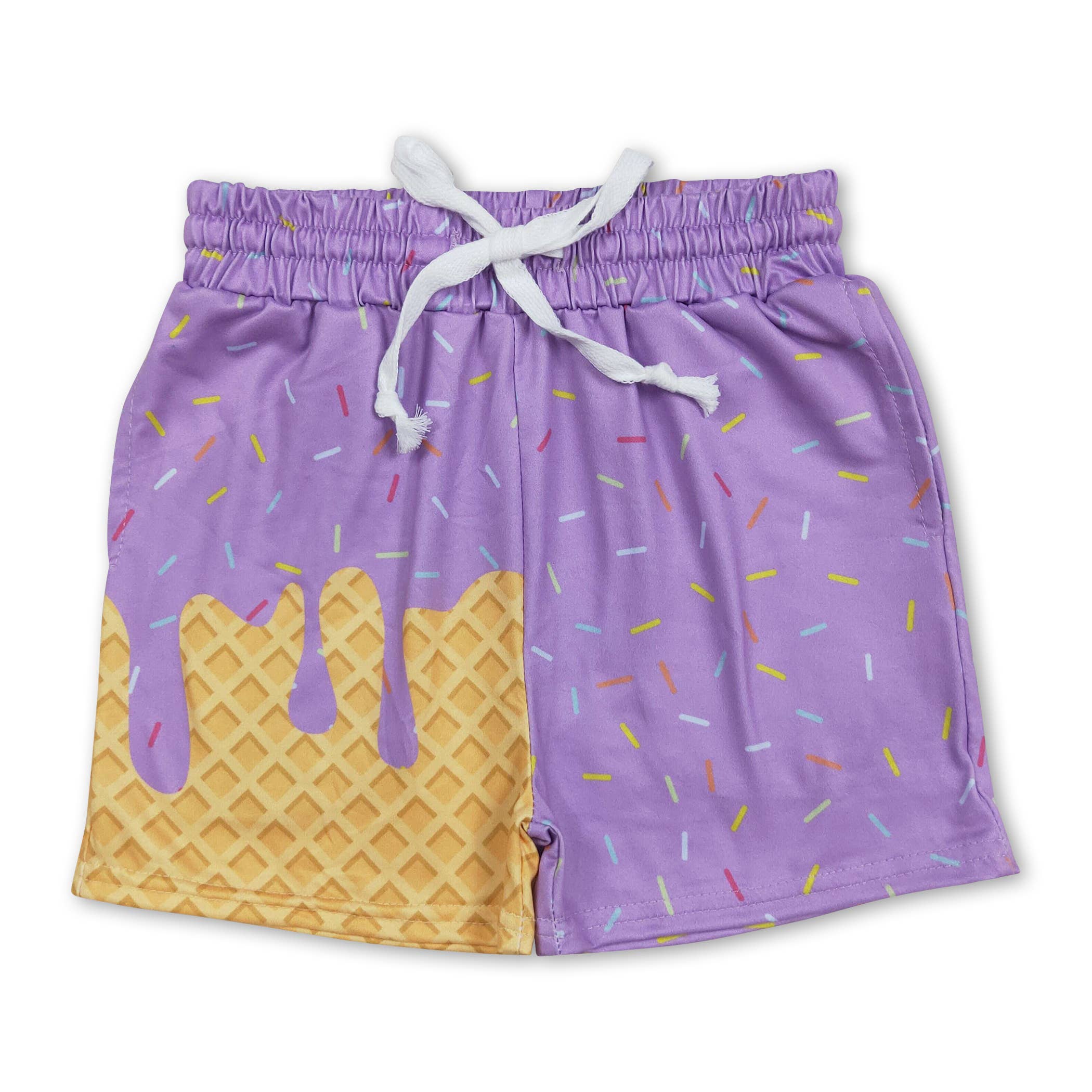 Yawoo Garments - Wholesale Shorts - Kids - White ice cream sprinkle baby kids summer team shorts3