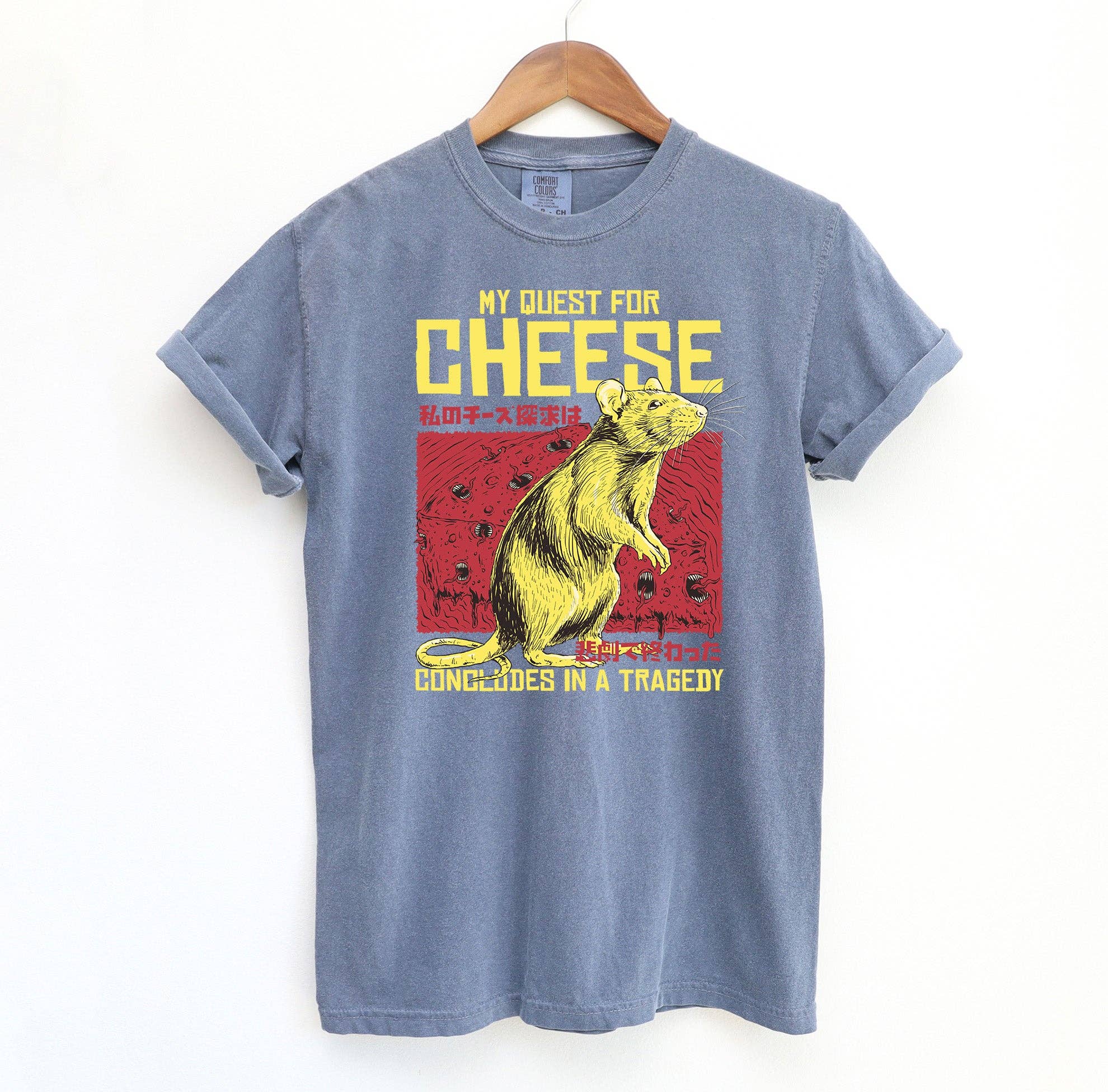 Blue Giraffe Inc – wholesale Screen printed t-shirt – unisex – The Quest for Cheese Mouse T-Shirt3