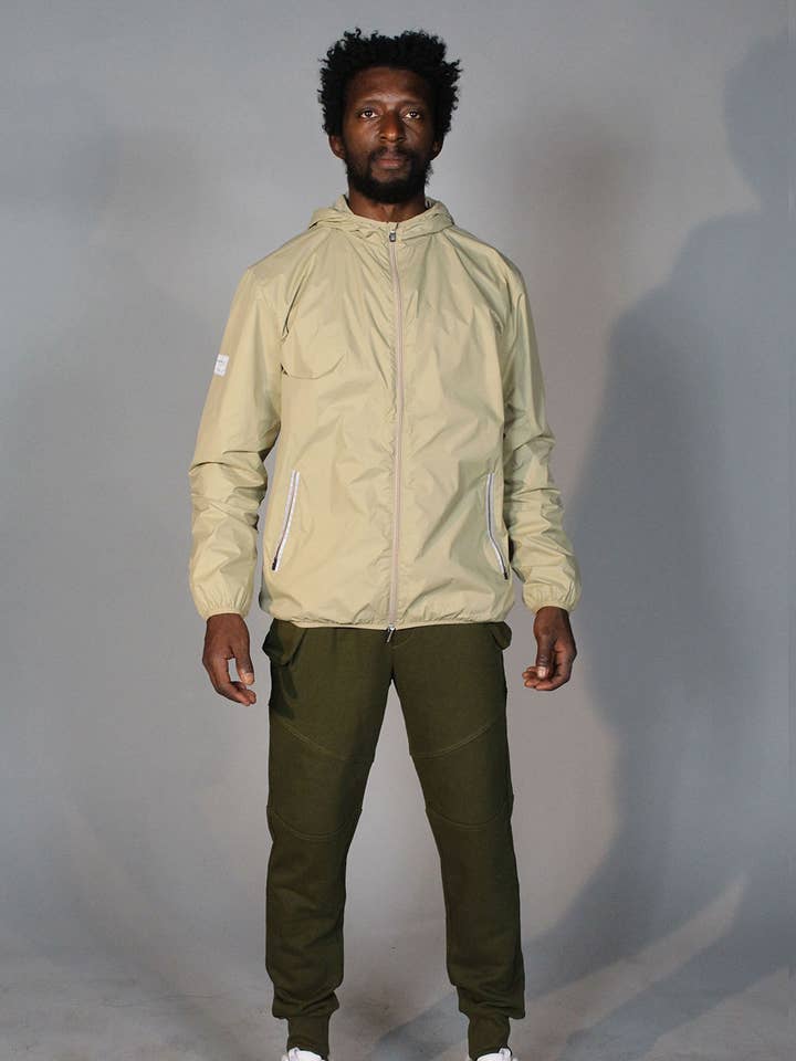 Basic Hoodie Wind Breaker Jacket(KHAKI) for wholesale by Siempre Life