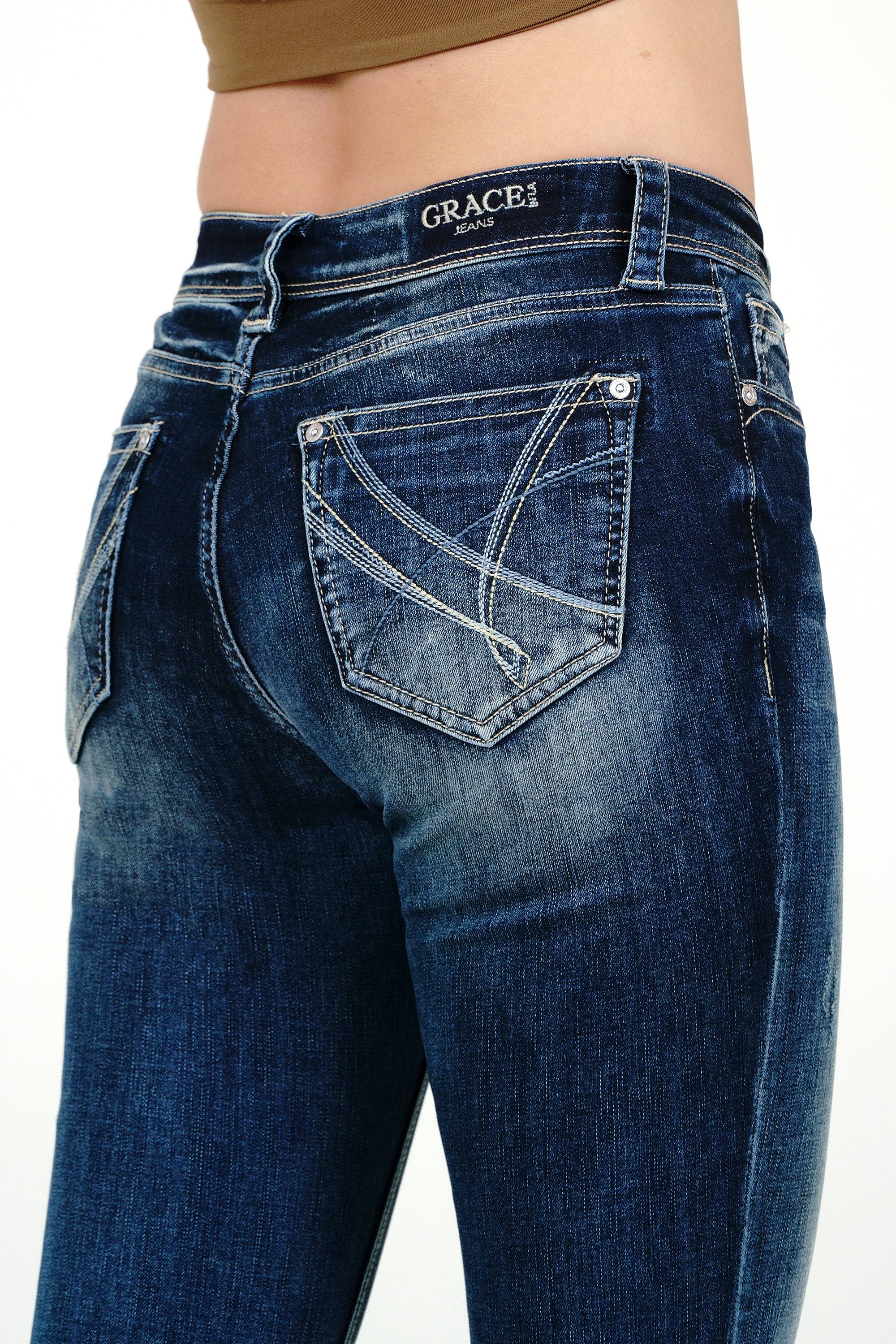 Grace in LA - Vendita all'ingrosso Jeans - Donna - Semplici Punti Vita Media Bootcut 30" | EB-51934-303