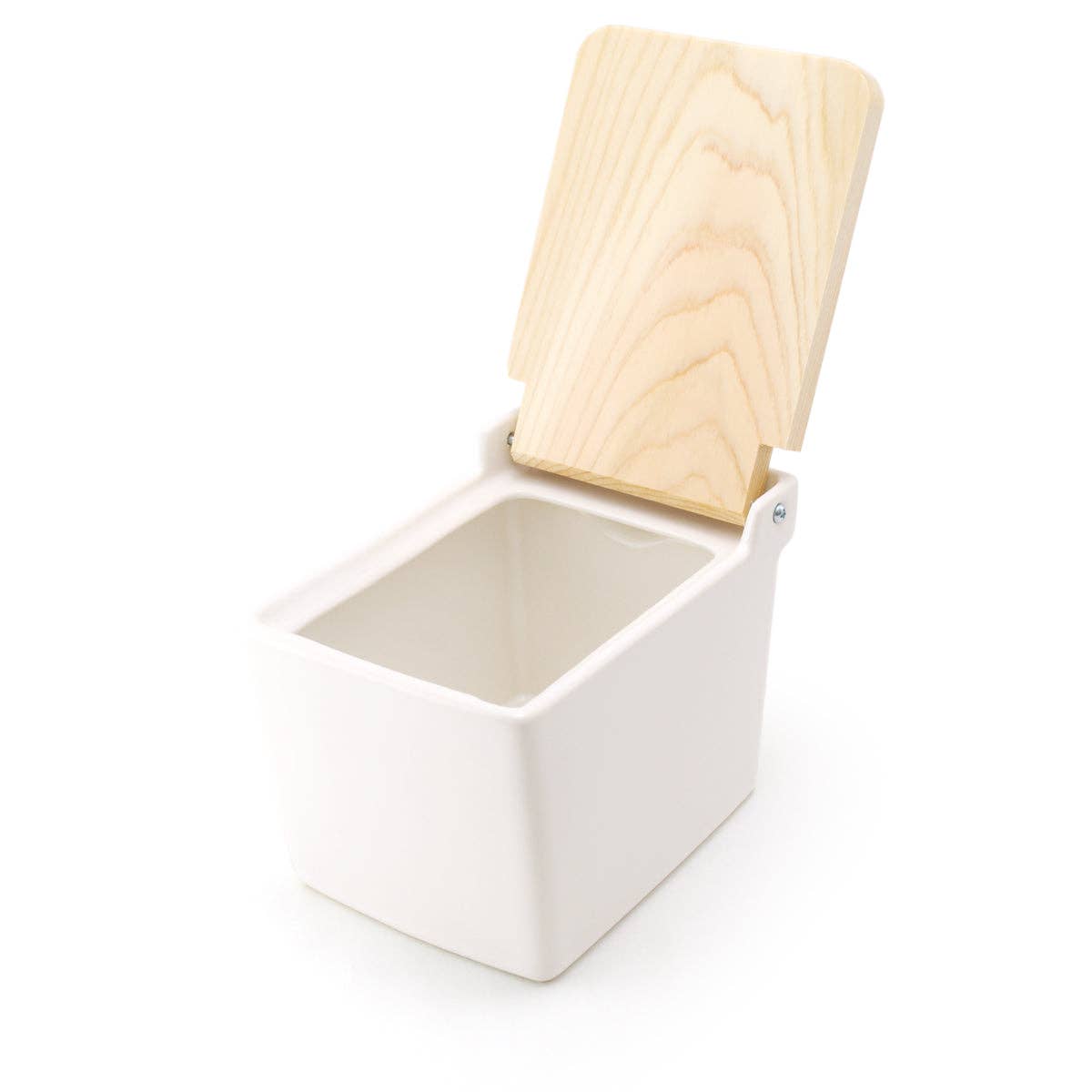 ZERO JAPAN USA - Wholesale Salt & Pepper Shaker Set - Bee House Ceramic Salt Box With Wooden Lid - White2