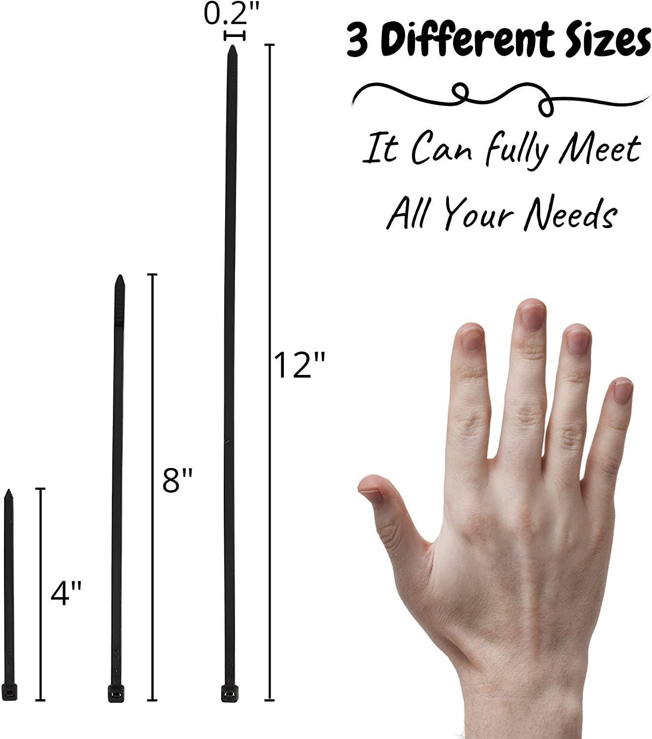 Bates Choice - Vente Outil de bricolage - Bates - Attaches de câble à glissière, paquet de 150, tailles assorties, 4/8/12 pouces1