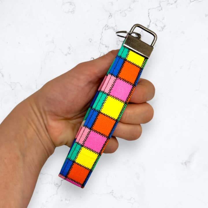 Patchwork Short Lanyard/Cute Fabric Keychain Wristlet for wholesale by Jolly Bundles