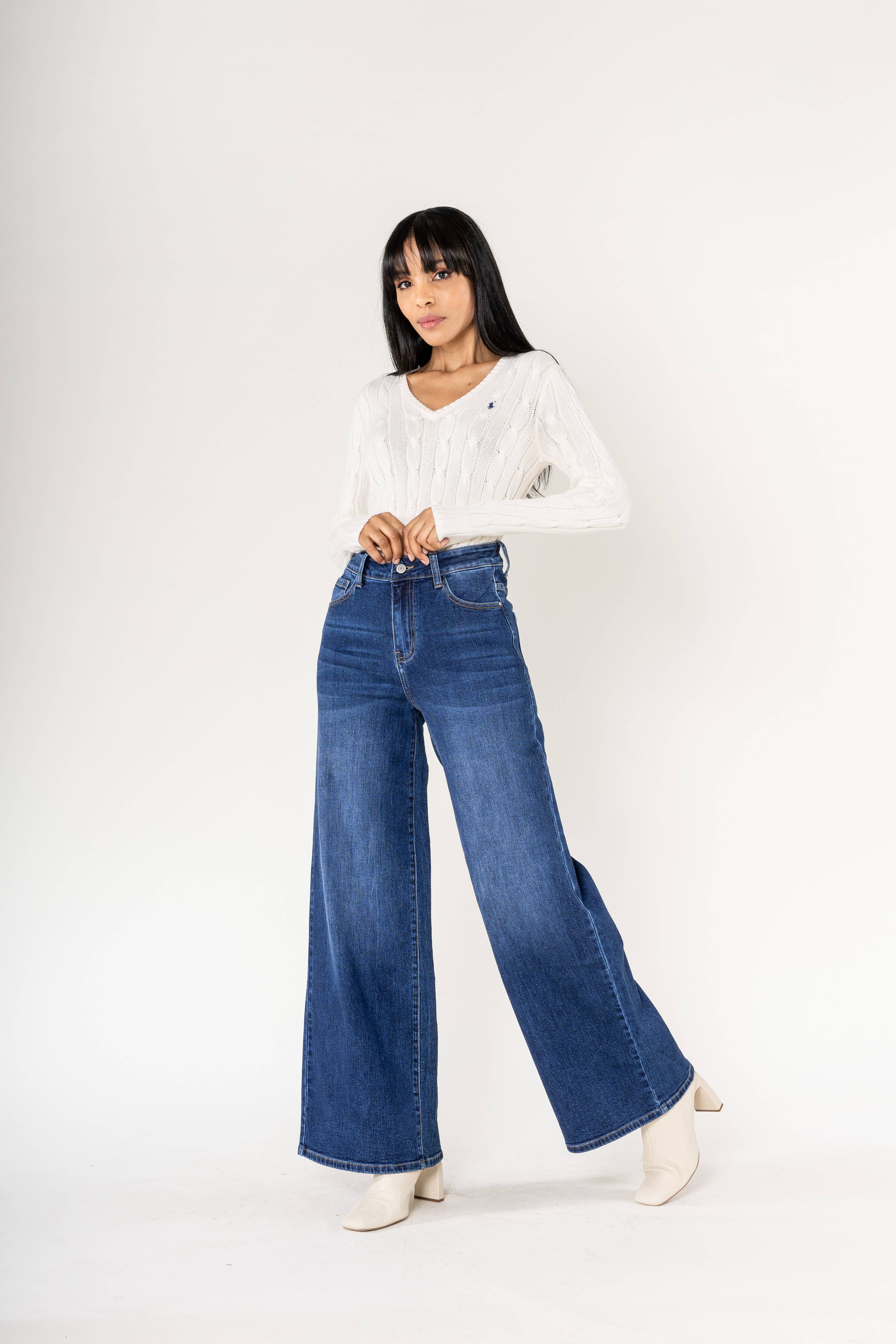Nina Carter - Vente Jean – femme - Nina Carter super WIDE LEG taille haute stretch YY30032