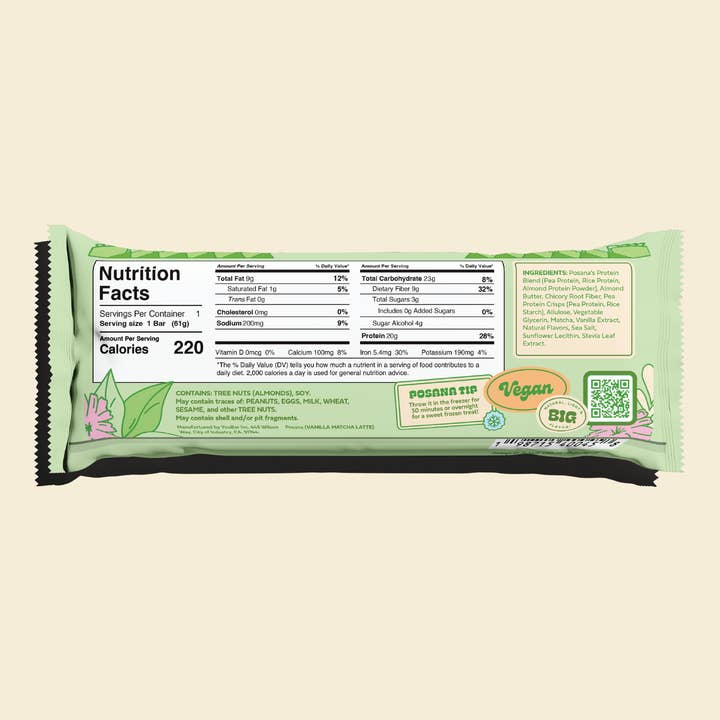 Posana - Wholesale Snack Bar - Matcha Vanilla Latte (12-pack)1