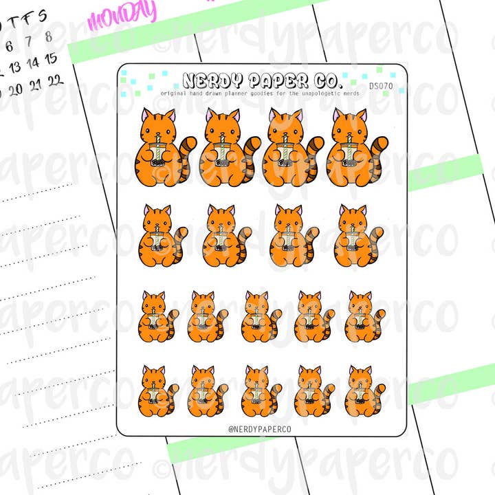 NERDY PAPER CO. - Wholesale Sticker - SUKI ♥ BOBA - Hand Drawn Planner Stickers - DS0701