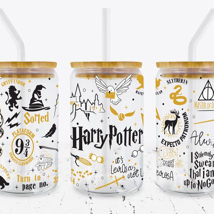 Harry Potter Gold Edition Iced Coffee Glass for wholesale by Mz Creations