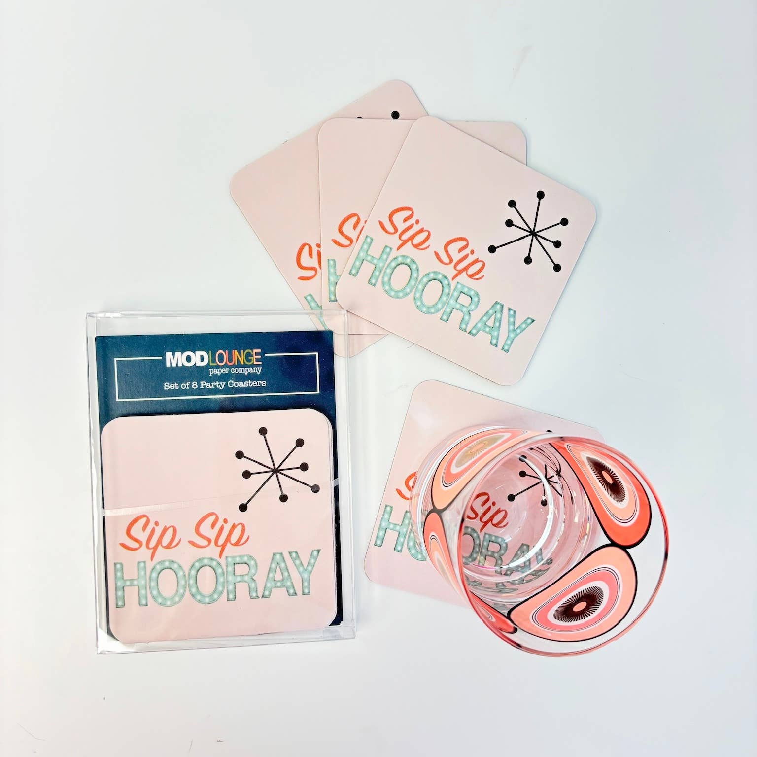 Mod Lounge Paper Company - Wholesale Coasters - Sip Sip Hooray Funny Party Coasters Set of 83