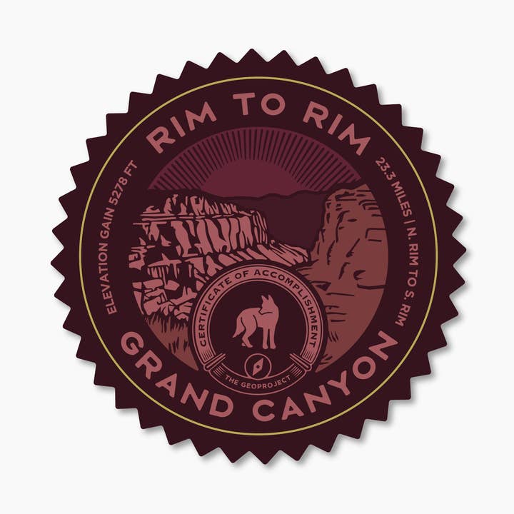 Grand Canyon National Park Rim to Rim Certificate Sticker for wholesale by THE GEOPROJECT