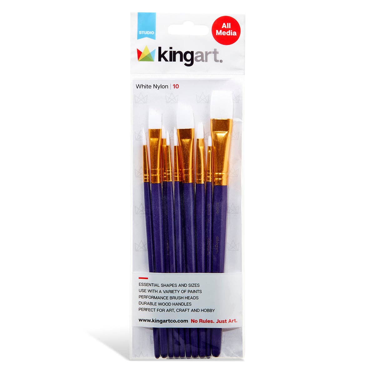 KINGART – wholesale Paint/wax brush – Studio White Nylon Brush Set - 10 Pieces1