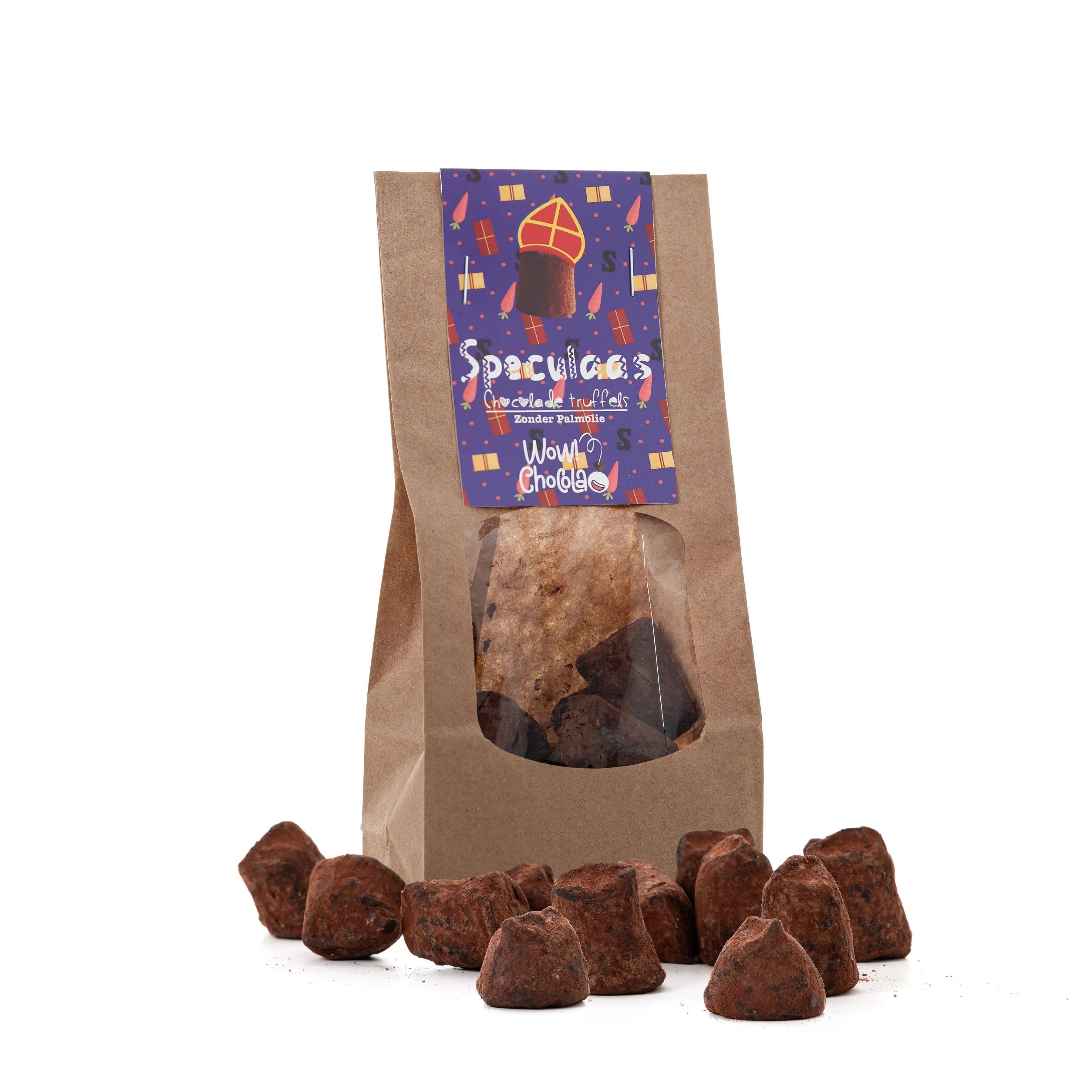 WOW Chocolao! – Chocolate por atacado – Trufas de chocolate Speculaas - Edição Sinterklaas - Saco biodegradável 130 g0