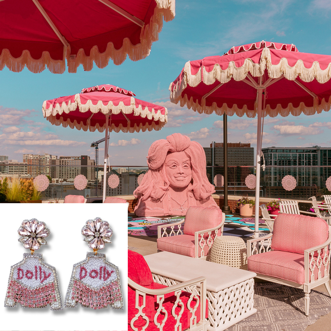 Gaby & Grace – wholesale Dangle earrings – Pink Dolly Parton Fringe Jacket Earrings3