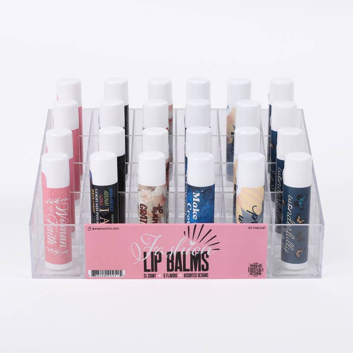 Lip Balm Display 4 ea of 6 Assortment 24 for wholesale by Swanson Christian Products