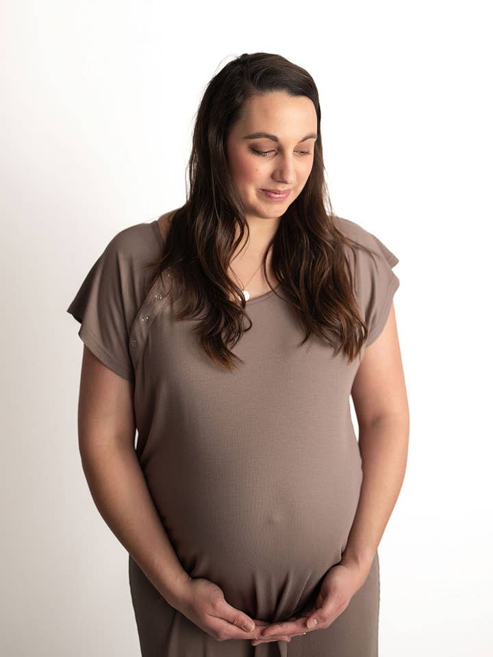 Three Little Tots - Wholesale Dress - Maternity - Cocoa Brown Maternity Mommy Labor & Delivery/ Nursing Gown 17