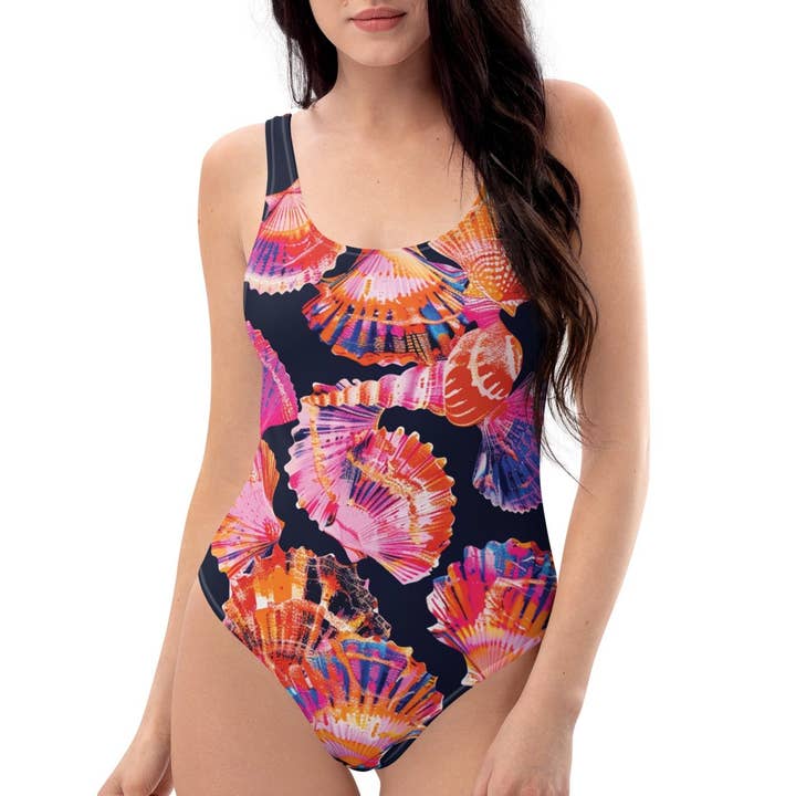 Neon Shells One-Piece Swimsuit♻️ for wholesale by The Dive Compass