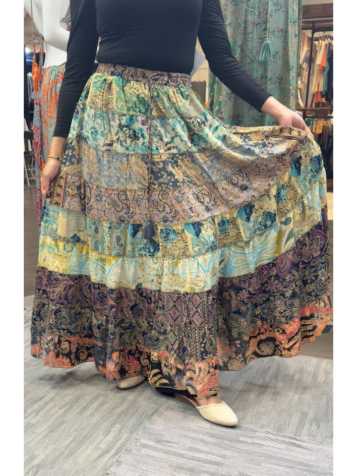Foutaz LLC - Wholesale Skirt - Women's - Patchwork, Boho Skirt - Case of Mixed color2