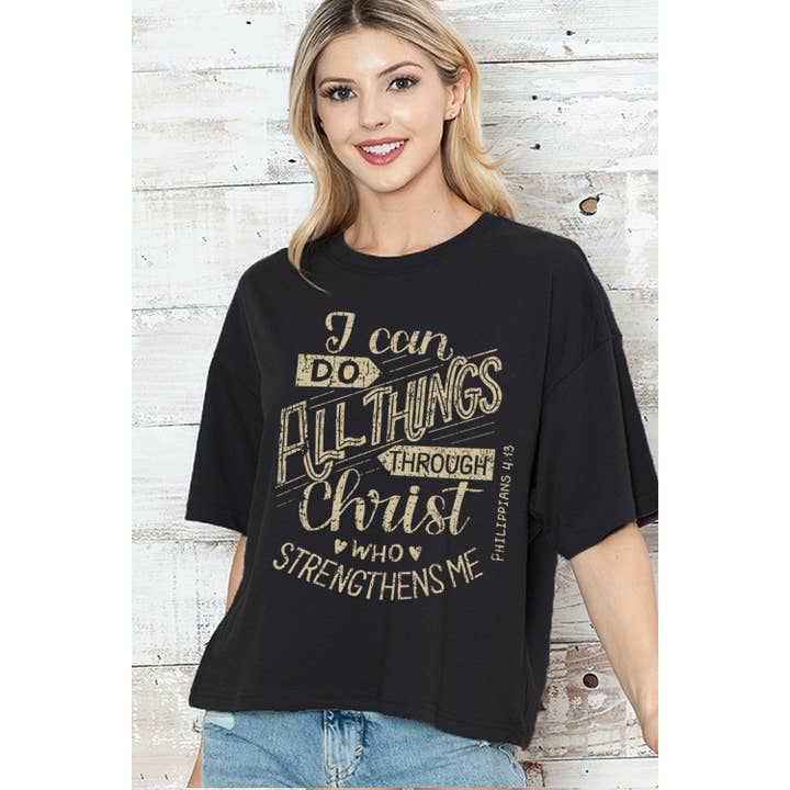 2&moon - Wholesale Screen Printed T-Shirt - Women's - ALL THINGS THROUGH CHRIST GRAPHIC TEE