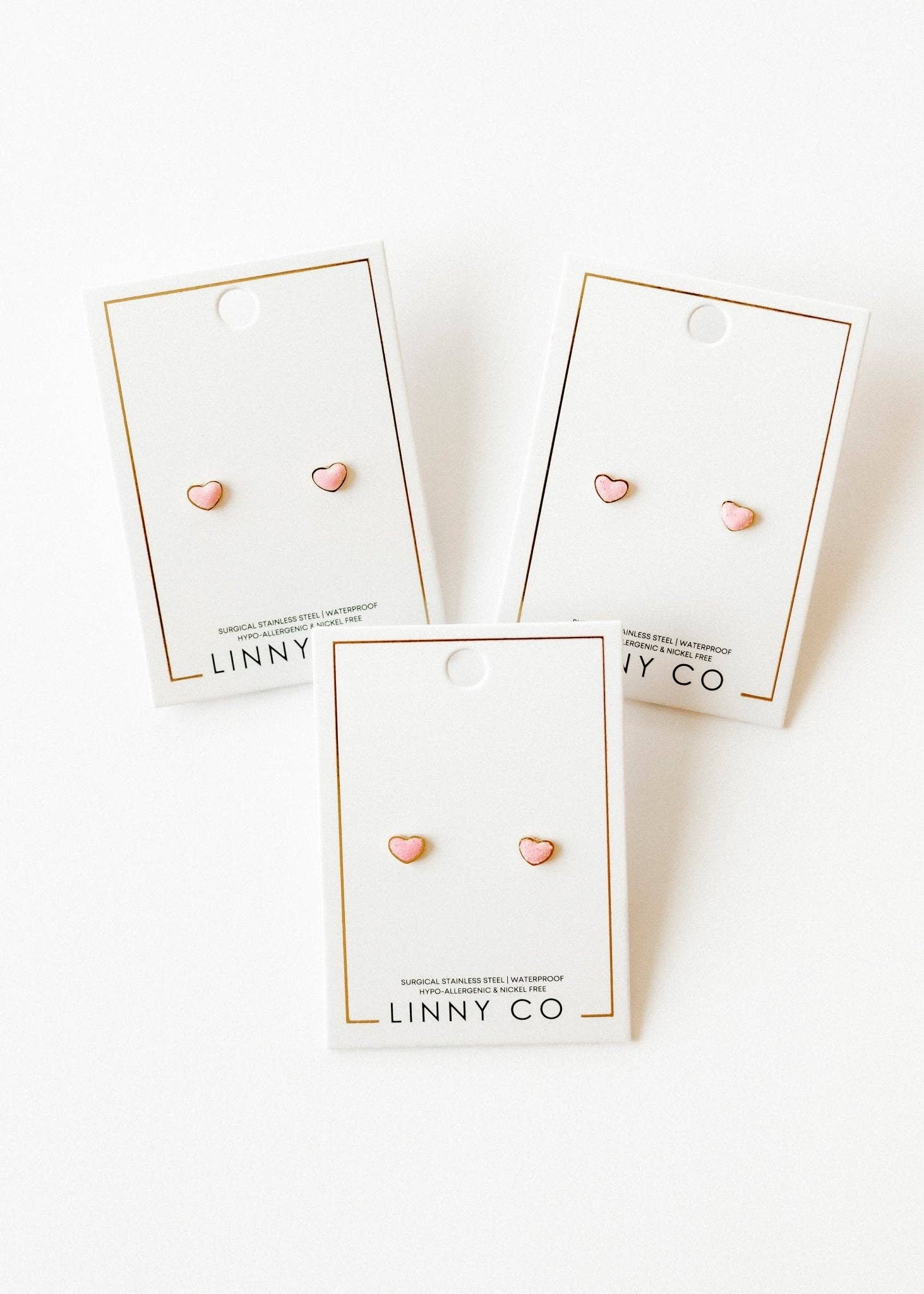 LINNY CO - Wholesale Stud/Post Earrings - Screwback Stud Earrings - Nora Heart Pink5
