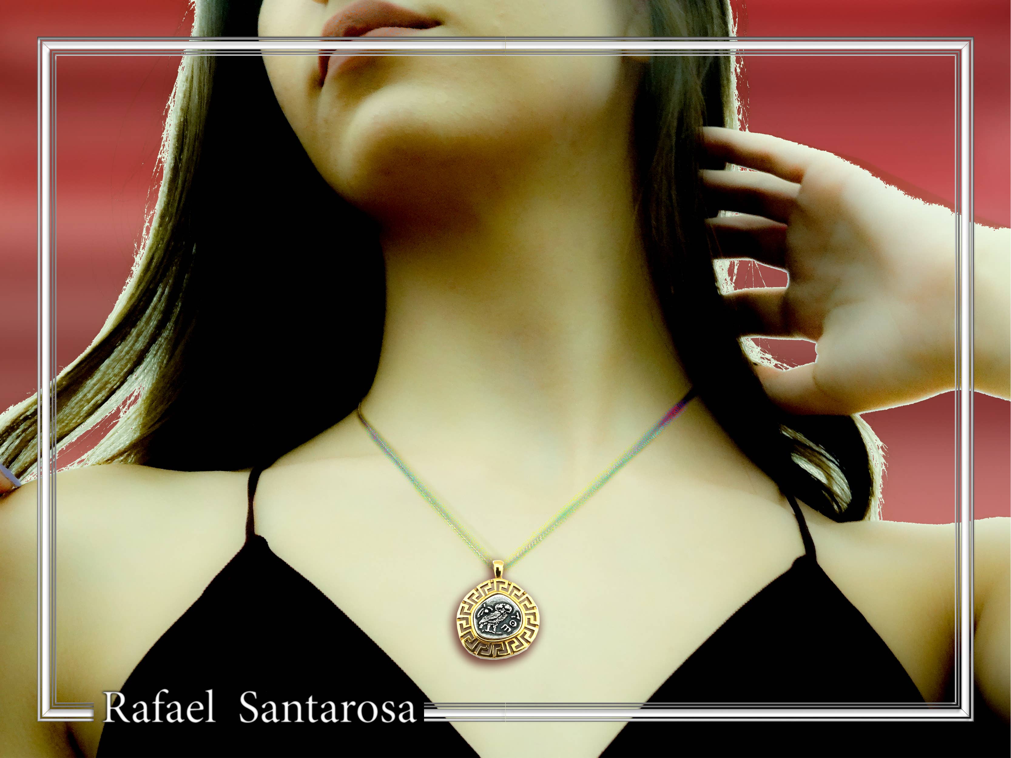 RAFAEL SANTAROSA - Wholesale Pendant/Charm Necklace - Owl coin pendant. Athena's owl necklace tetradrachm oxidized12
