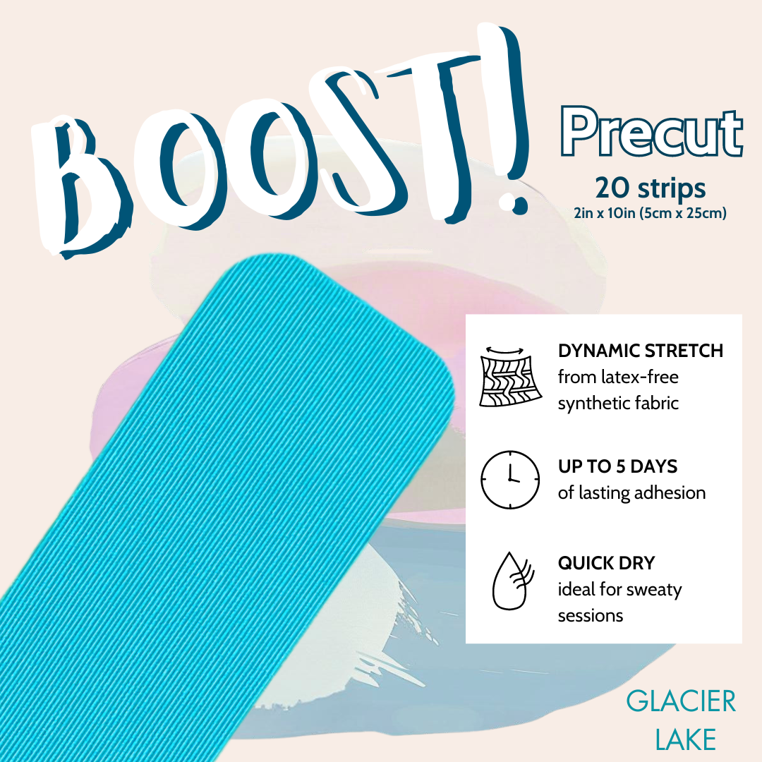 Earthtone Sports – Engroshandel Tape – Boost! ™ Glacier Lake Precut Kinesiologitape2