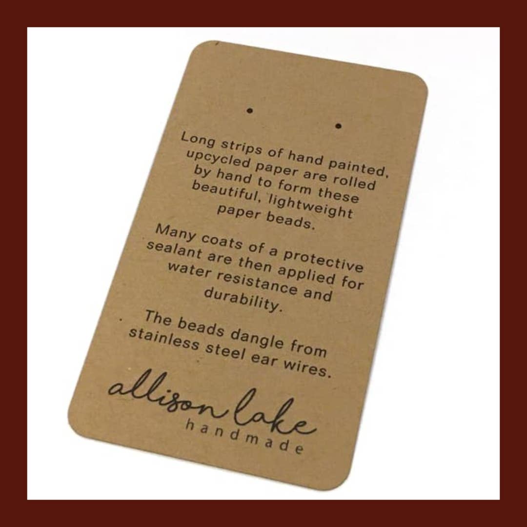 Allison Lake Handmade - Wholesale Dangle Earrings - Abstract Eco-Friendly Painted Paper Bead Earrings | Case Pk4