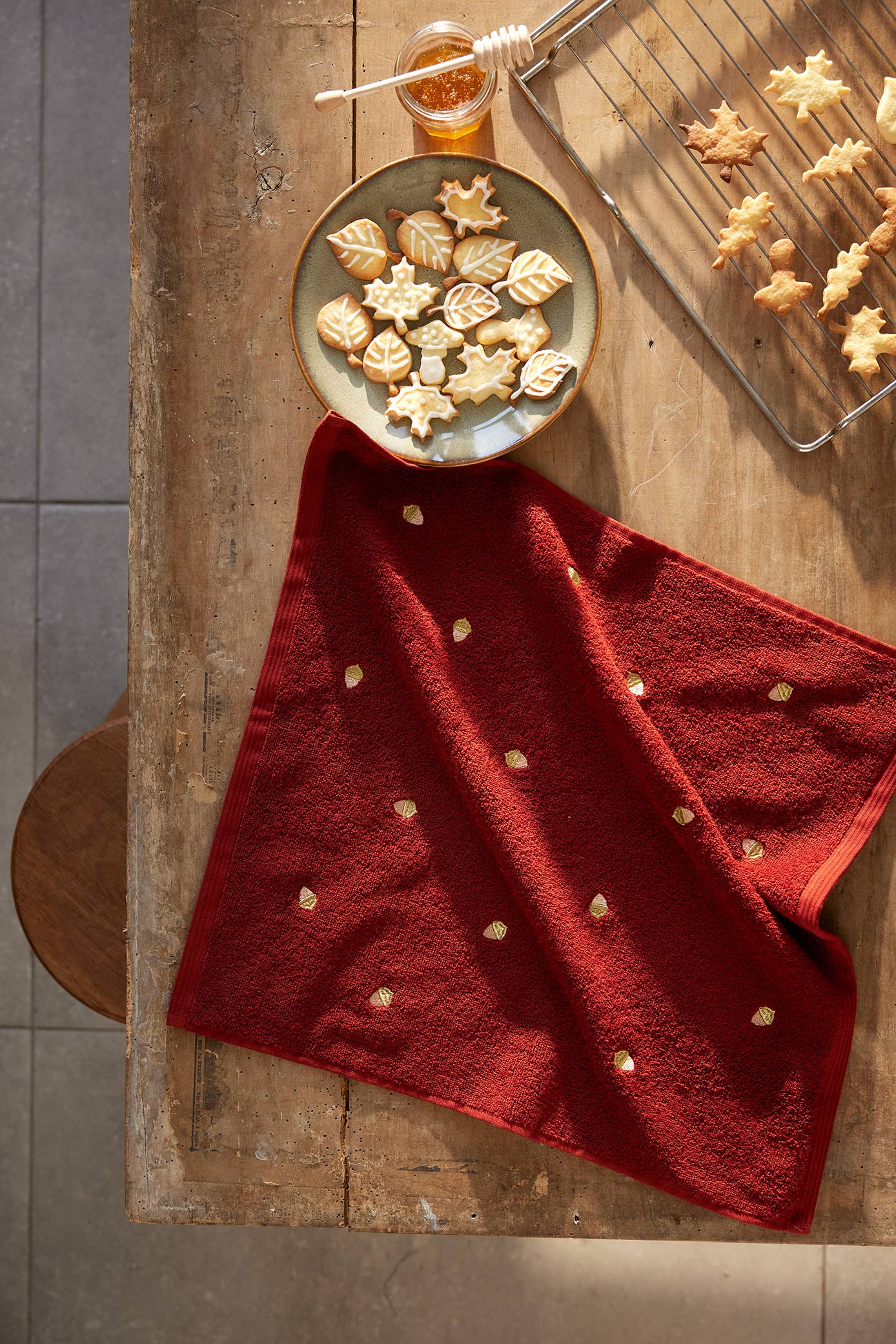 Coucke - Vendita all'ingrosso Strofinacci - Incantesimi d'autunno - Quadrato spugna ricamato 50x50 in cotone