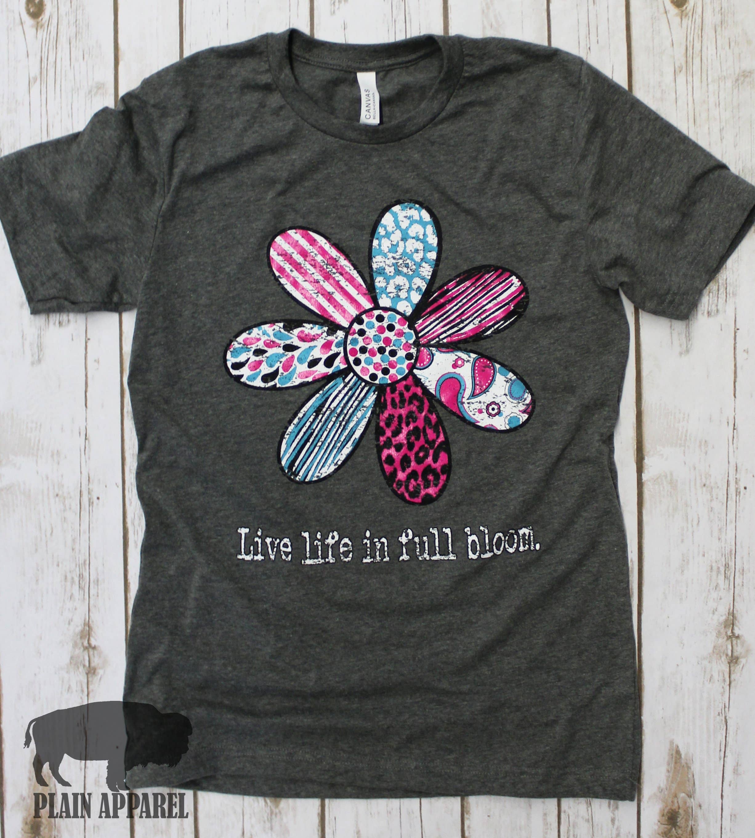 Plain Apparel Tees - Wholesale Screen printed t-shirt – Women′s - Live Life In Full Bloom Crew Neck Tee0