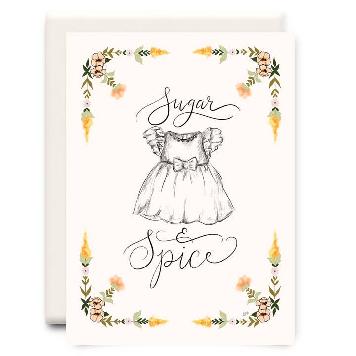Sugar and Spice V2 | Cartão de felicitações para bebé por atacado de Inkwell Cards