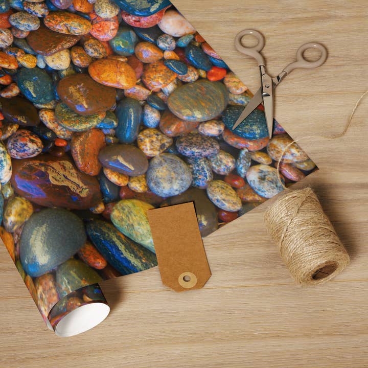 Shoreline Rocks gift wrap paper for wholesale by Right On Michigan