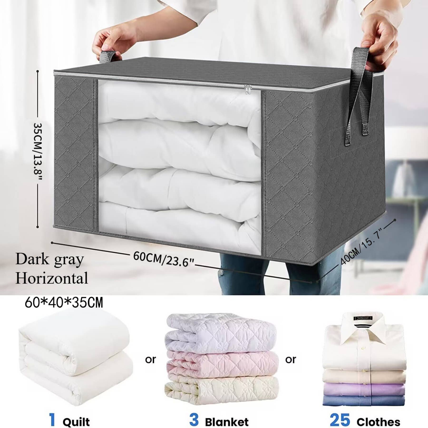 wandf - Wholesale Storage Bin - Horizontal Quilt Foldable Storage Bag-Non-Woven Storage Box2