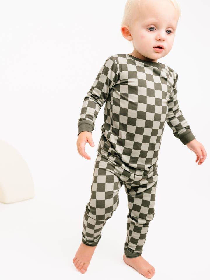 Little One Shop - Wholesale Top & Pant Set - Baby - Pine Checkered Bamboo Set8