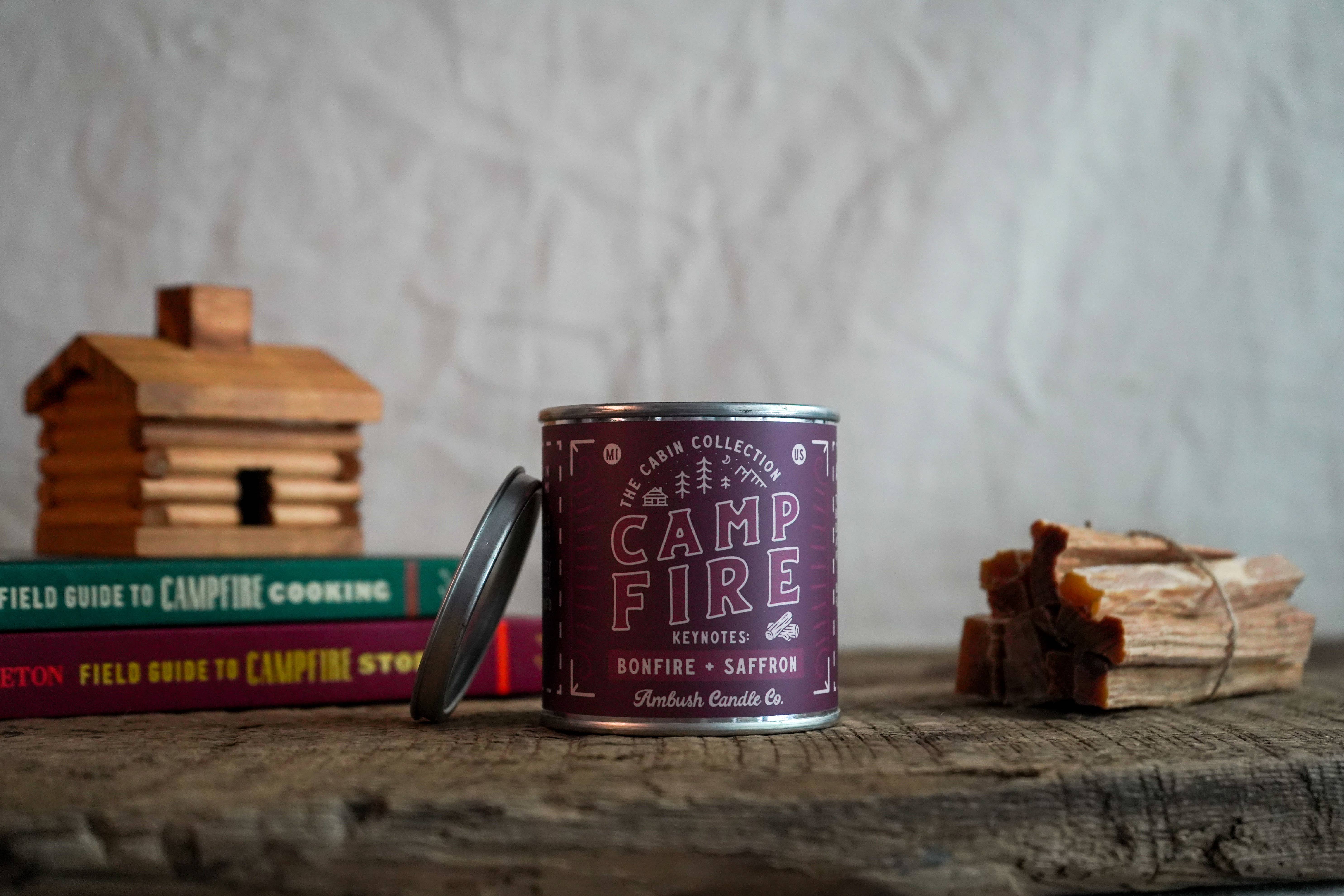 Ambush Candle Co. - Wholesale Travel Candles - Campfire | Bonfire + Saffron 8oz Soy Candle5