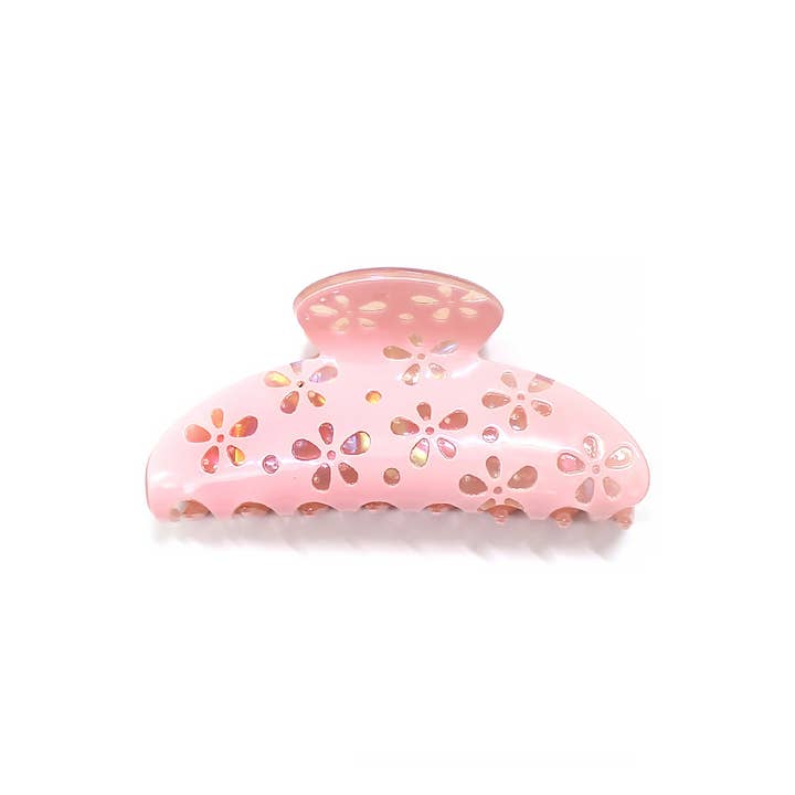 Girly - Wholesale Hair Clip - Women's - MARBLED ACRYLIC FLORAL HAIR CLIP